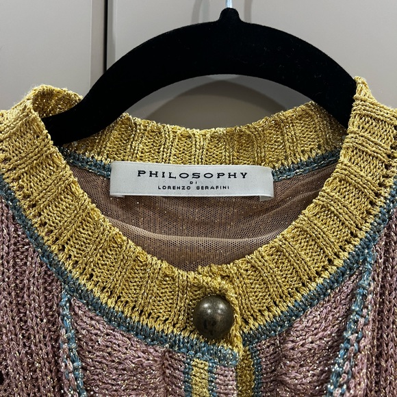 Philosophy di Lorenzo seraphini ruffled metallic knit top 36 - Picture 3 of 3